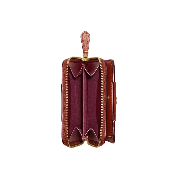 COACH Billfold Wallet Canvas Card Holder, Wallet Women's Monogram Brown & Rusty-2