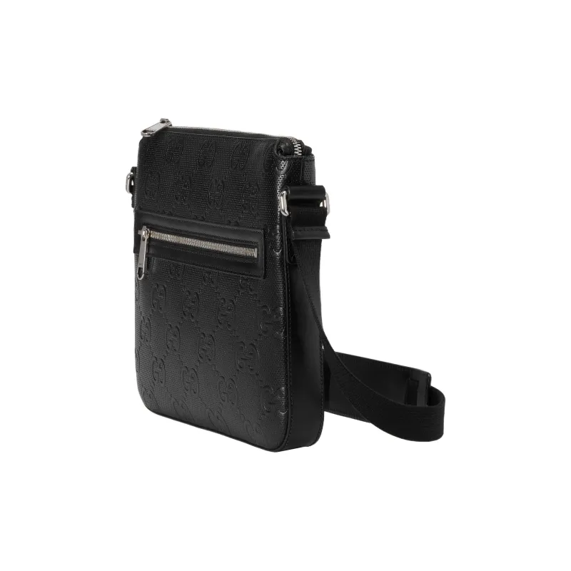 GUCCI Leather Messenger Bag Crossbody Bag Shoulder Bag Men's Black-3
