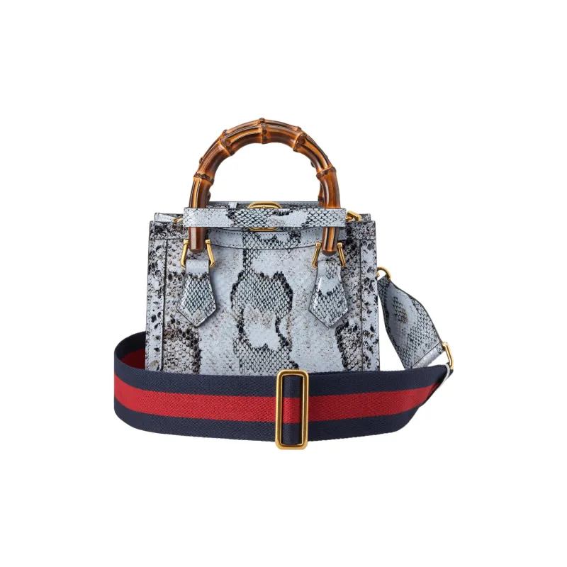 GUCCI Diana Python Skin Tote Bag, Shopping Bag, Crossbody Bag, One Shoulder Handbag Mini Women's Sky Blue-4