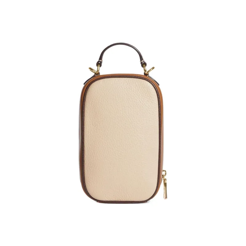 COACH Eva Cow Leather Shoulder Bag Crossbody Bag Mini Ivory White With Light Brown Accents-2