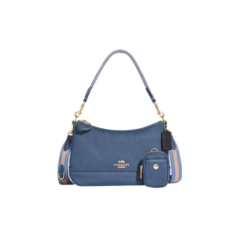 COACH Ellis Fabric Combo Bag, Crossbody Bag, Shoulder Bag Women's Midnight Blue & Black-0