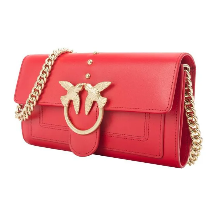 PINKO BLOCH Cow Leather Flying Bird Swallow Bag Shoulder Bag Crossbody Bag Mini Women's Red-1