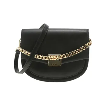 MICHAEL KORS Lita Cow Leather Saddle Bag Shoulder Bag Crossbody Bag Women's Black