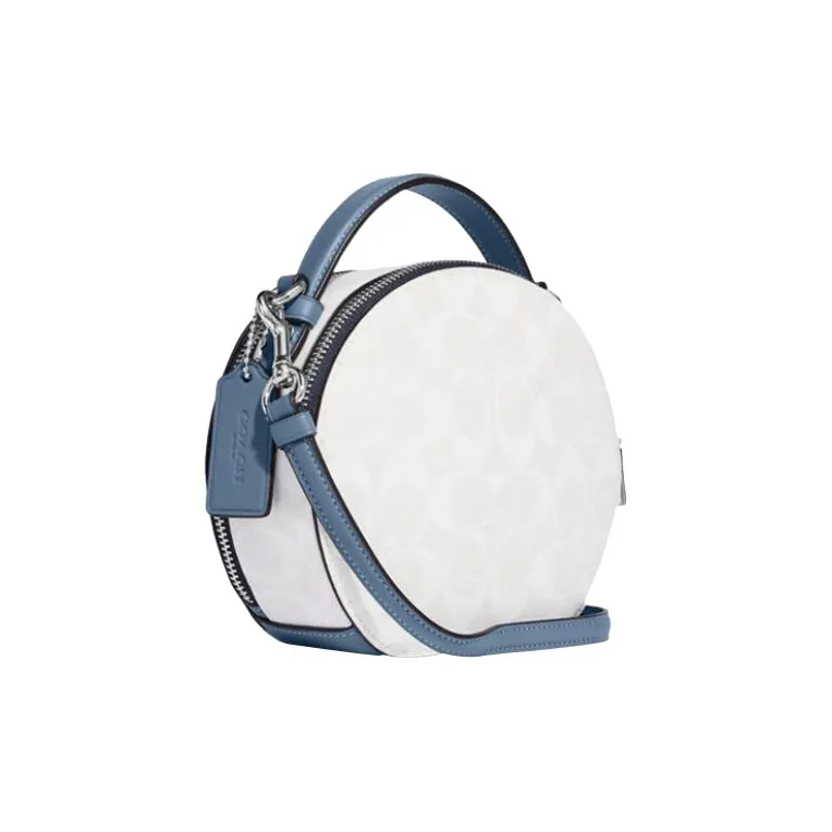 COACH Canteen Artificial Leather Handbag Shoulder Bag Crossbody Bag Medium Size Women's Chalk White & Indigo-1