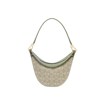 LOEWE Luna Jacquard Cow Leather Hobo Bag Shoulder Bag Women's Green/Avocado Green