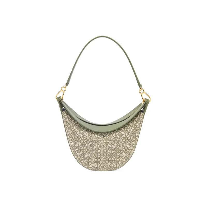 LOEWE Luna Jacquard Cow Leather Hobo Bag Shoulder Bag Women's Green/Avocado Green-0