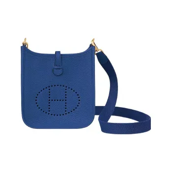HERMES Evelyne Maurice Bullock Leather With Canvas Ivorie Shoulder Bag Crossbody Bag Women's Royal Blue