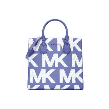 MICHAEL KORS MK Everly Artificial Leather Shoulder Bag, Crossbody Bag, Handbag Small Size Women's Light Blue/White