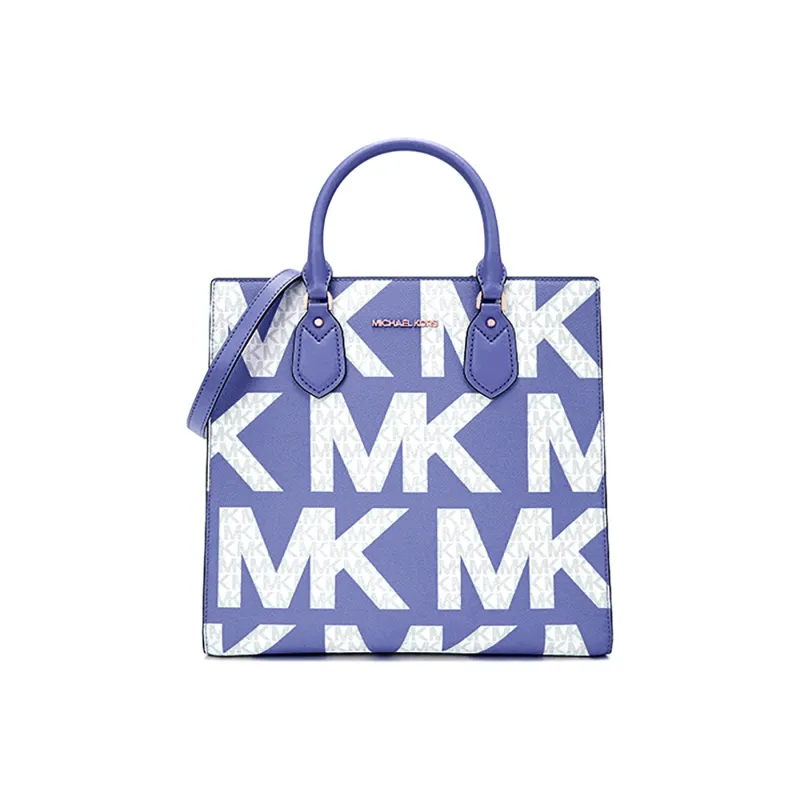 MICHAEL KORS MK Everly Artificial Leather Shoulder Bag, Crossbody Bag, Handbag Small Size Women's Light Blue/White-0