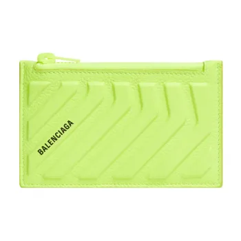 Balenciaga Car Long Coin And Card Holder In Grained Calfskin Yellow
