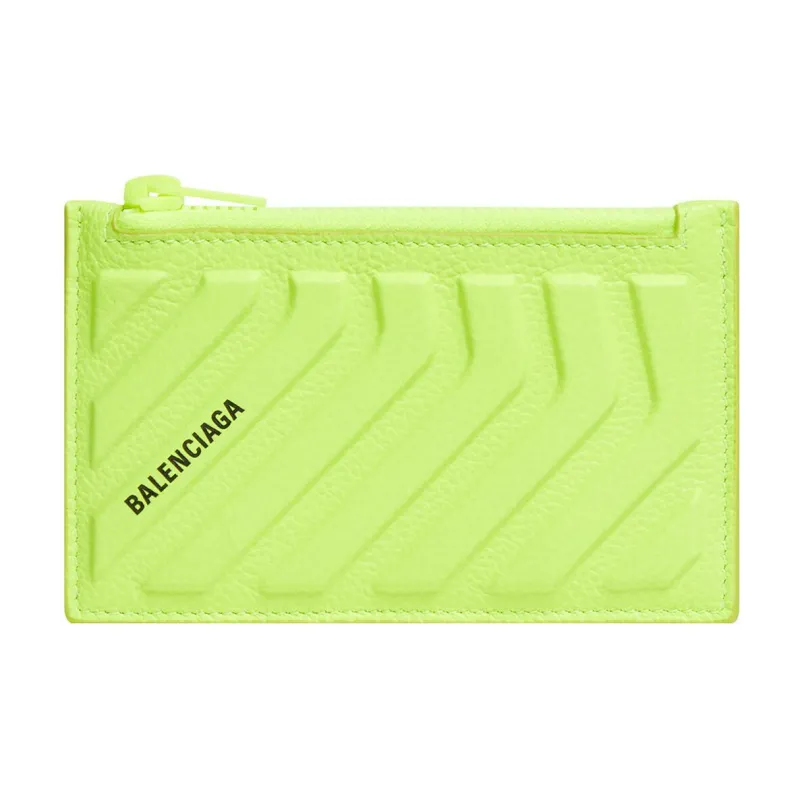 Balenciaga Car Long Coin And Card Holder In Grained Calfskin Yellow-0
