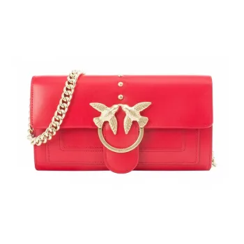 PINKO BLOCH Cow Leather Flying Bird Swallow Bag Shoulder Bag Crossbody Bag Mini Women's Red