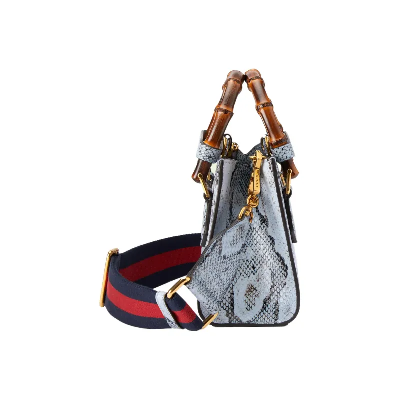 GUCCI Diana Python Skin Tote Bag, Shopping Bag, Crossbody Bag, One Shoulder Handbag Mini Women's Sky Blue-5