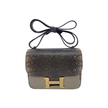 HERMES Constance Lizard Skin Shoulder Bag, Crossbody Bag Women's 1D Desert Gold