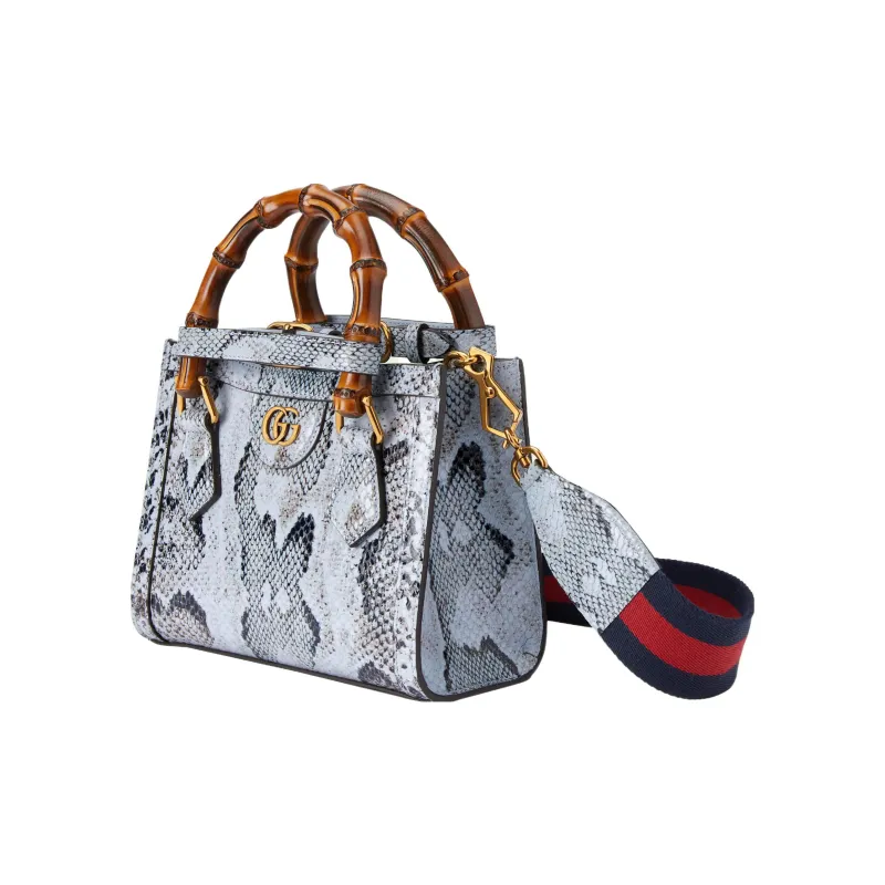 GUCCI Diana Python Skin Tote Bag, Shopping Bag, Crossbody Bag, One Shoulder Handbag Mini Women's Sky Blue-3