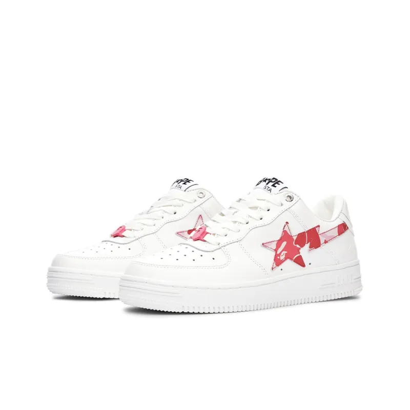 A BATHING APE ABC Camo BAPE STA Stylish Skateboarding Shoes Women's White/Pink Camouflage-1