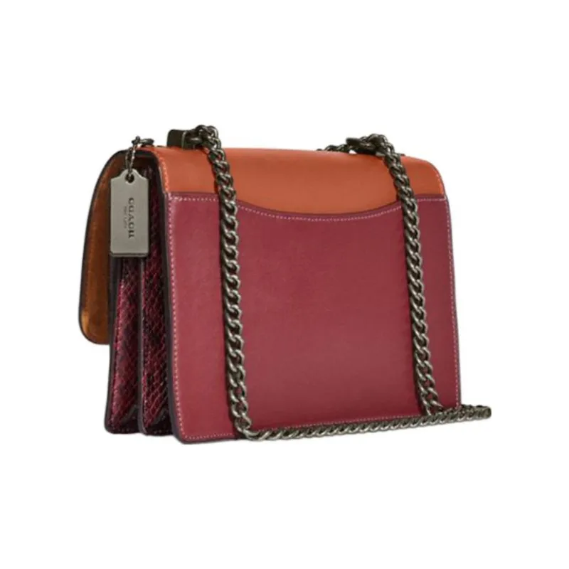 COACH Klare Cow Leather Chain Bag Shoulder Bag Crossbody Bag Small Size Women's Late Sunset & Antique Brown-1