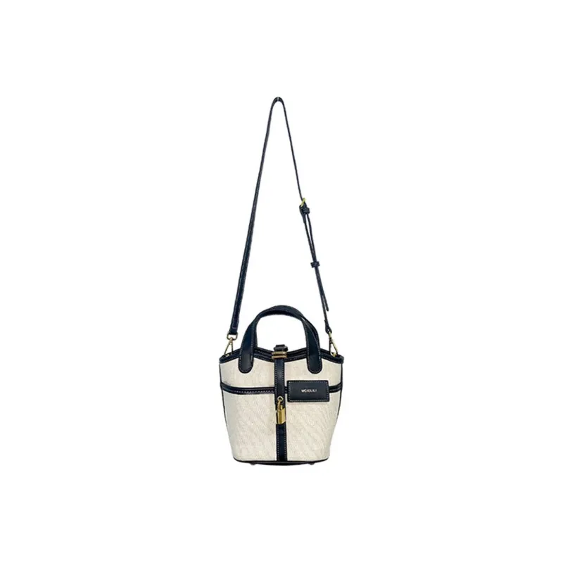 Mosiliri Canvas Canvas Bag Bucket Bag Basket Bag Handbag Shoulder Bag Crossbody Bag Small Size Women's White/Black-0