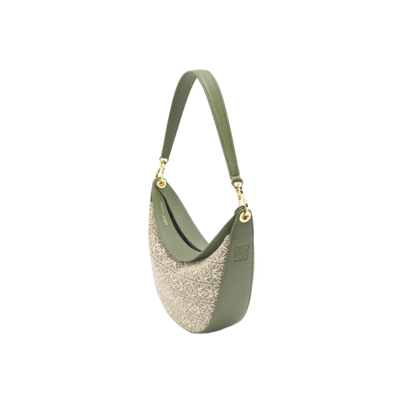 LOEWE Luna Jacquard Cow Leather Hobo Bag Shoulder Bag Women's Green/Avocado Green-3