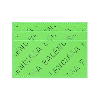 Balenciaga Cash Cow Leather Patchwork With Sheepskin Card Clip Card Holder Men's Green