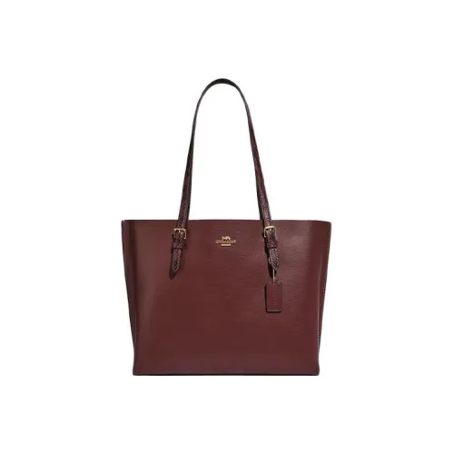 COACH Mollie Cow Leather Tote Bag Shopping Bag Shoulder Bag Handbag Large Size Women's Burgundy