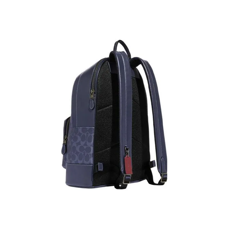 COACH West Artificial Leather Backpack Large Size Men's Denim Blue & Chalk White-1