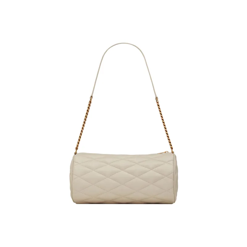 SAINT LAURENT Sheepskin Cylinder Bag Shoulder Bag Handbag Shoulder Bag Small Size Women's White-3