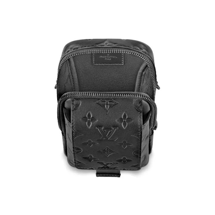 LOUIS VUITTON Cow Leather Cell Phone Pouch Regular Men's Black-3
