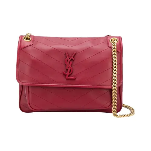 SAINT LAURENT Niki Lambskin Hobo Bag Crossbody Bag Shoulder Bag Women's Red