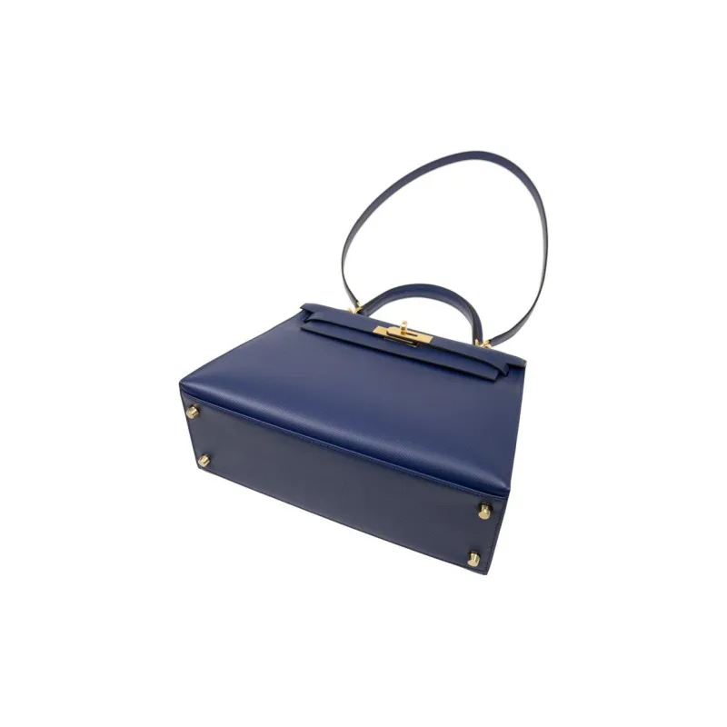 HERMES Kelly Epsom Leather Kelly Bag Shoulder Bag Crossbody Bag Handbag Women's 73 Bleu Saphir Sapphire Blue-2