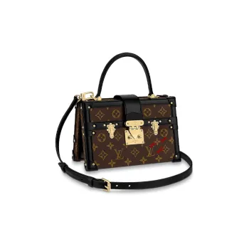 LOUIS VUITTON PETITE MALLE Coated Canvas With Leather Trim Hard Box Bag Handheld Crossbody Bag Regular Women's Brown