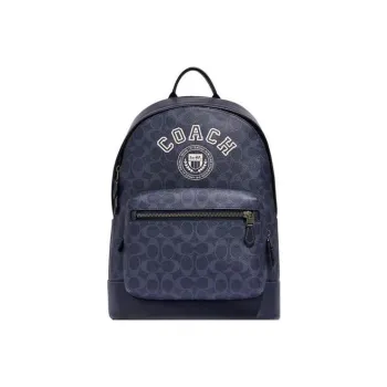 COACH West Artificial Leather Backpack Large Size Men's Denim Blue & Chalk White