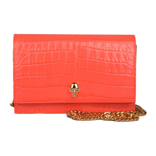 Alexander McQueen Leather Crossbody Bag Shoulder Bag Women's Orange Red