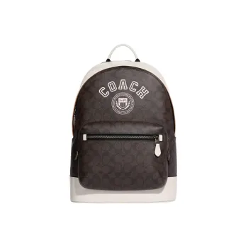 COACH West Cow Leather Backpack Regular Men's Mahogany & Chalk White