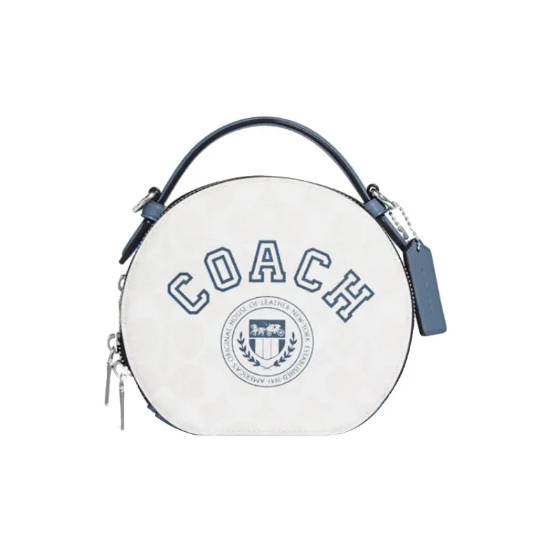 COACH Canteen Artificial Leather Handbag Shoulder Bag Crossbody Bag Medium Size Women's Chalk White & Indigo-0