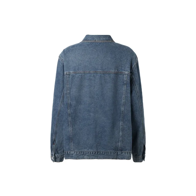 MEETLADY Loose Fit Denim Jacket Women's Denim Blue-1