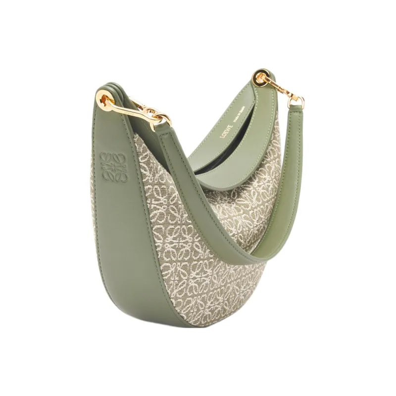 LOEWE Luna Jacquard Cow Leather Hobo Bag Shoulder Bag Women's Green/Avocado Green-1