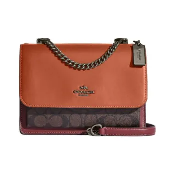 COACH Klare Cow Leather Chain Bag Shoulder Bag Crossbody Bag Small Size Women's Late Sunset & Antique Brown