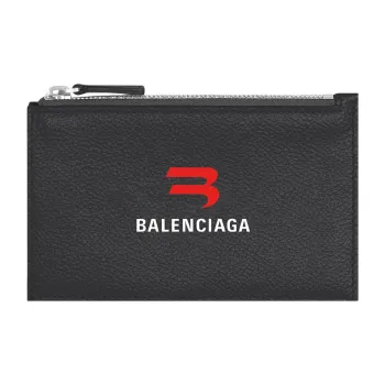 Balenciaga Grained Calfskin Coin Purse, Card Holder, Wallet Men's Black