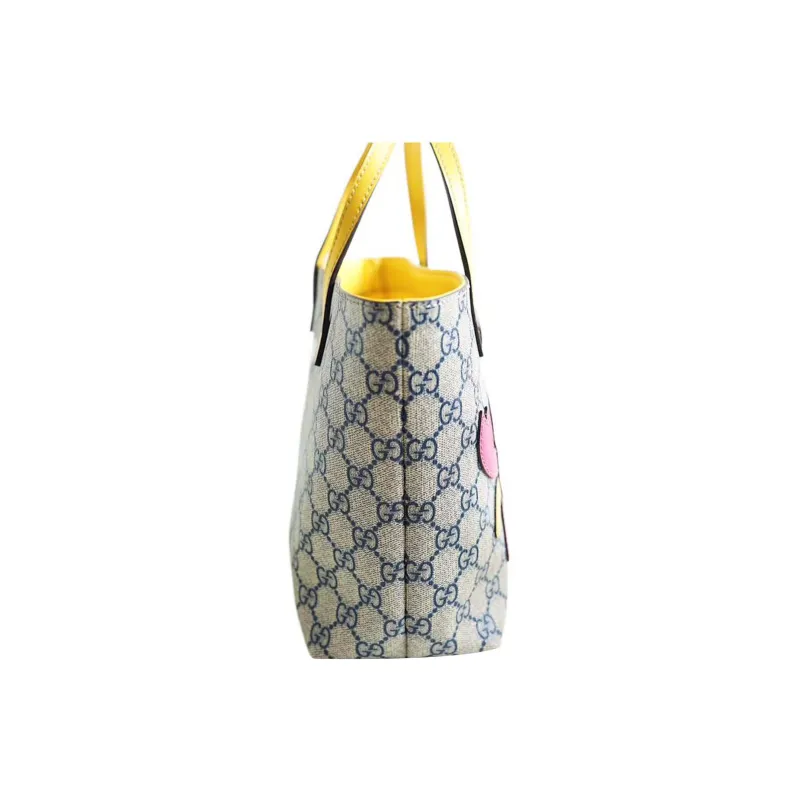 GUCCI Canvas Tote Bag Shopping Bag One Shoulder Portable Kids' Bag Mini Kids' Yellow/Red-1