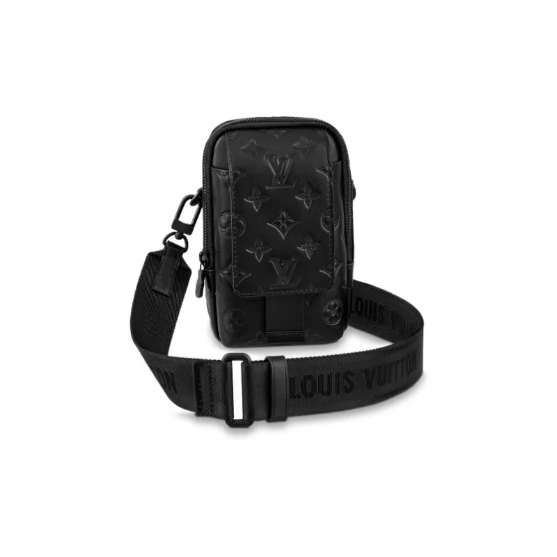LOUIS VUITTON Cow Leather Cell Phone Pouch Regular Men's Black-0