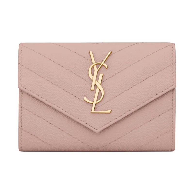 SAINT LAURENT CASSANDRE Cow Leather Wallet Regular Women's Light Pink-0