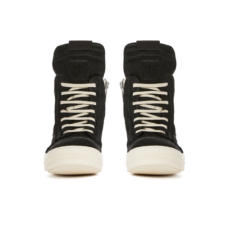 RICK OWENS GeoBasket Cow Fur Black Milk US M 7 - POIZON RICK OWENS GeoBasket Cow Fur Black Milk US M 7 - POIZON