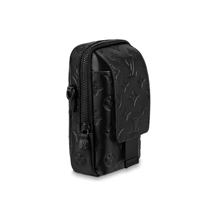 LOUIS VUITTON Cow Leather Cell Phone Pouch Regular Men's Black-2