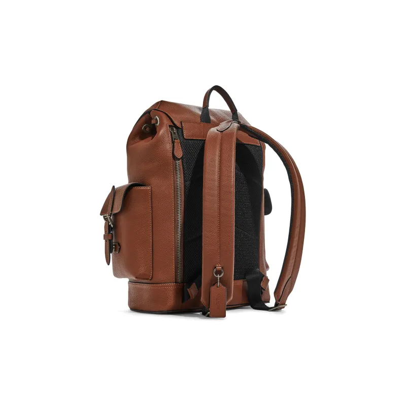 COACH Hudson Cow Leather Backpack Large Size Men's Gray Copper Saddle-1