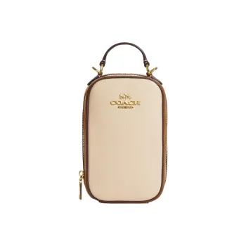 COACH Eva Cow Leather Shoulder Bag Crossbody Bag Mini Ivory White With Light Brown Accents