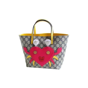 GUCCI Canvas Tote Bag Shopping Bag One Shoulder Portable Kids' Bag Mini Kids' Yellow/Red