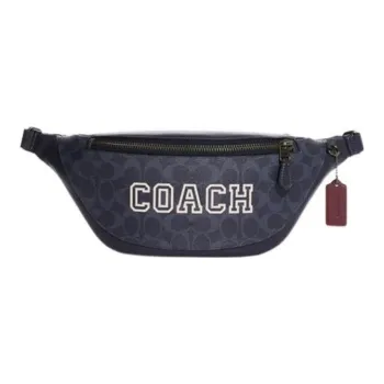 COACH Warren Cow Leather Sling Bag Fanny Pack Large Size Men's Denim Blue & Chalk White