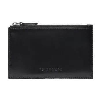 Balenciaga ESSENTIAL Smoothing Cow Leather Coin Purse, Card Holder, Wallet Men's Black