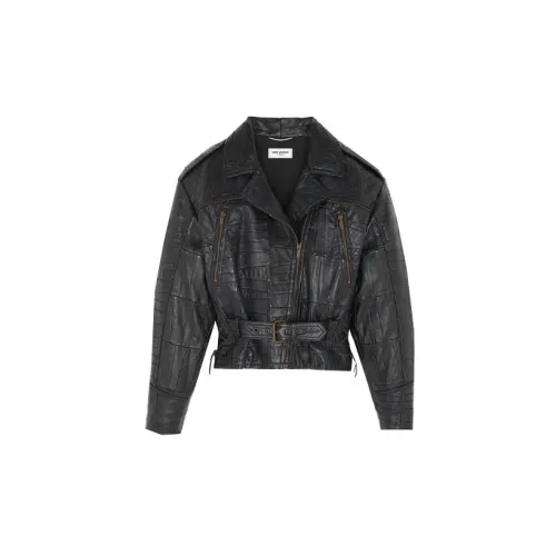 SAINT LAURENT Leather Jackets Men Black